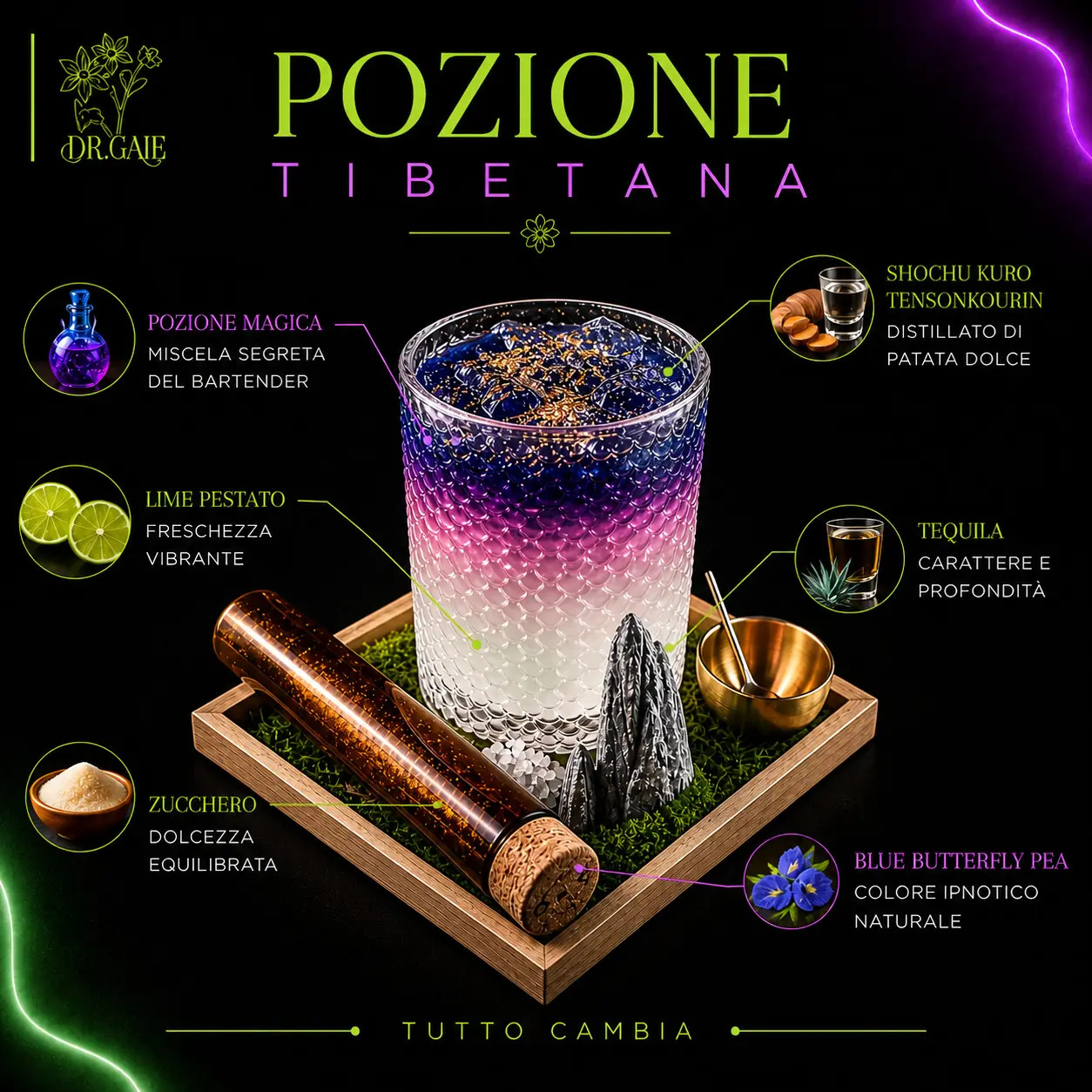 Pozione Tibetana – cocktail signature Dr. GaHe Lodi